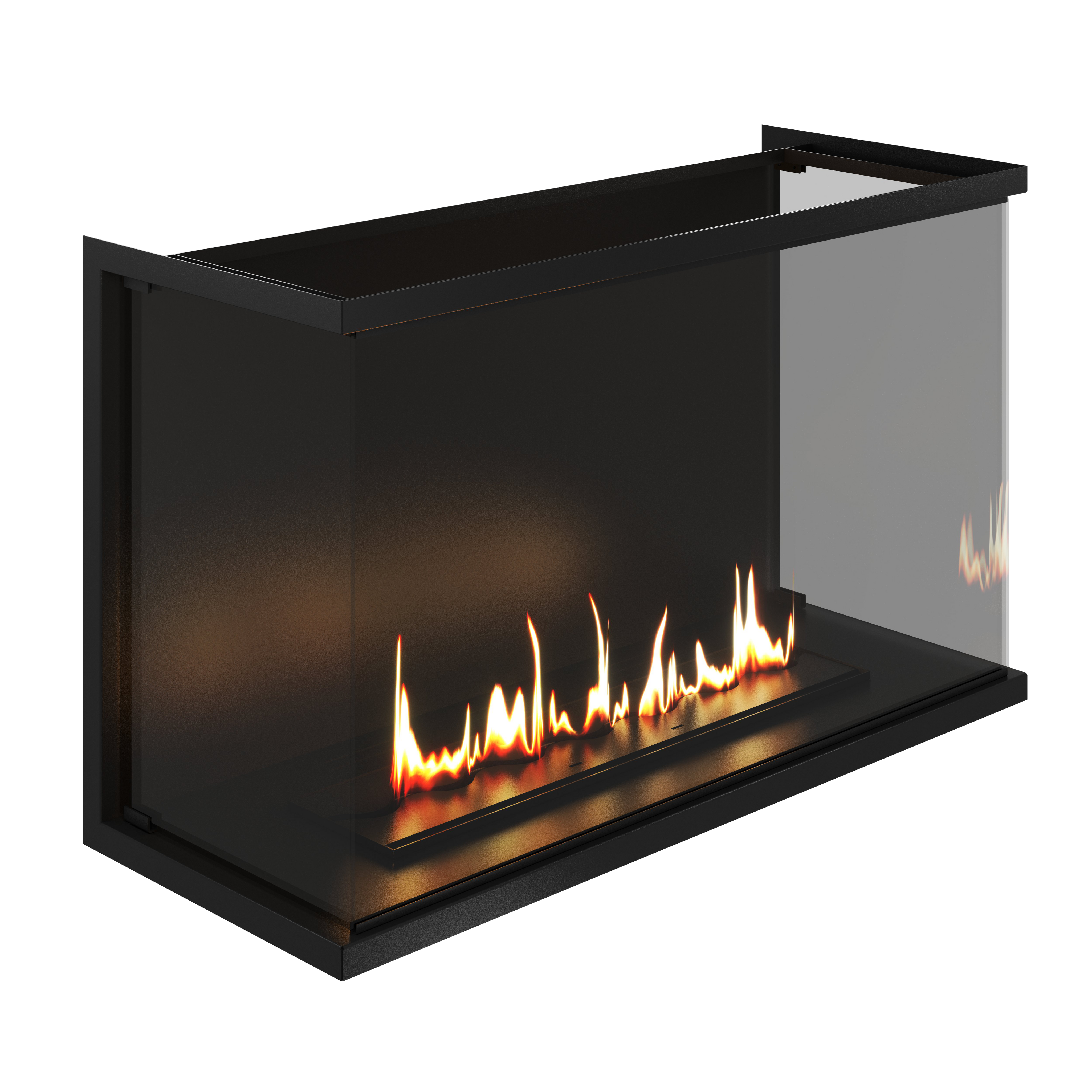 Made Three-sided Built-in Fireplace Full Glass 100 cm