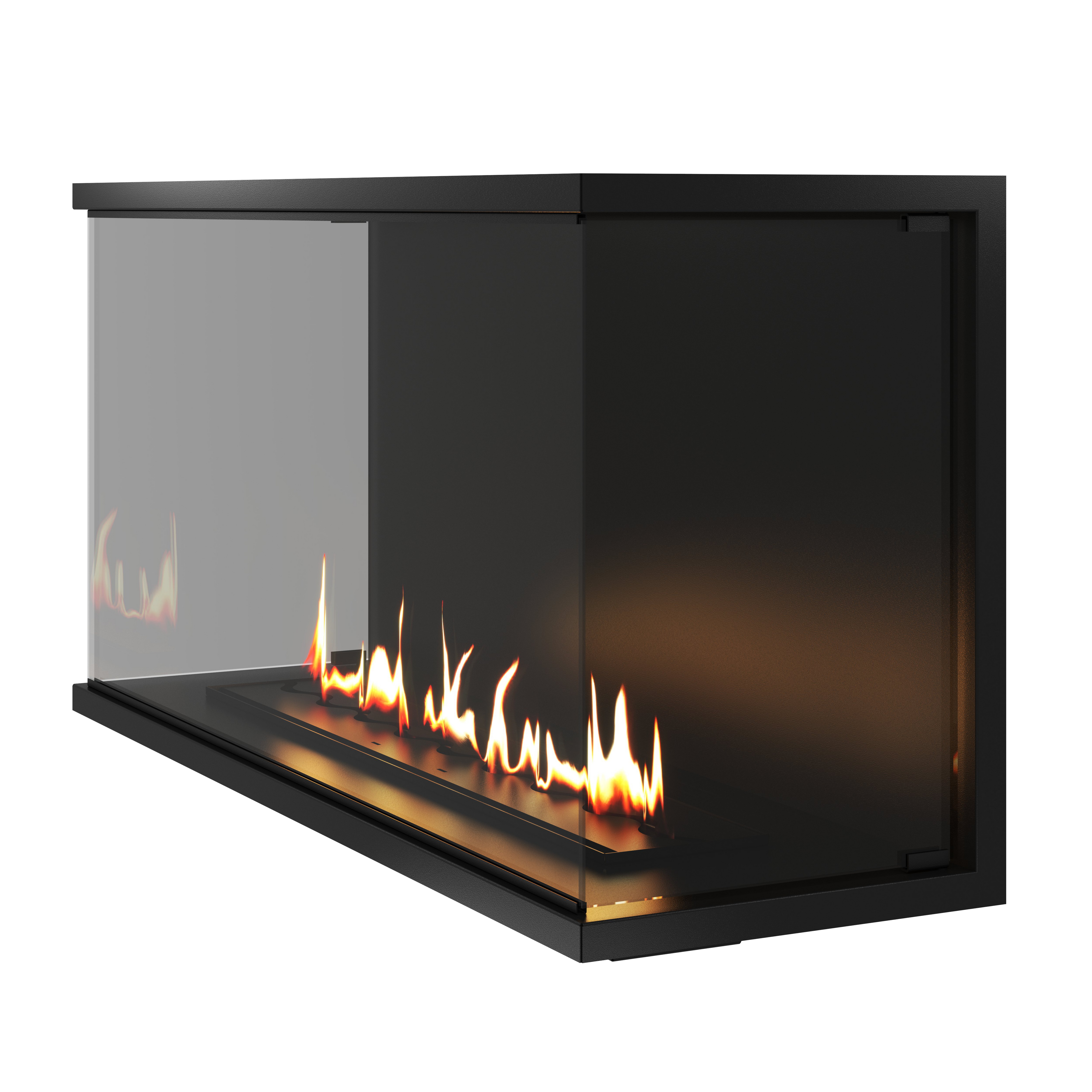Made Three-sided Built-in Fireplace Full Glass 130 cm