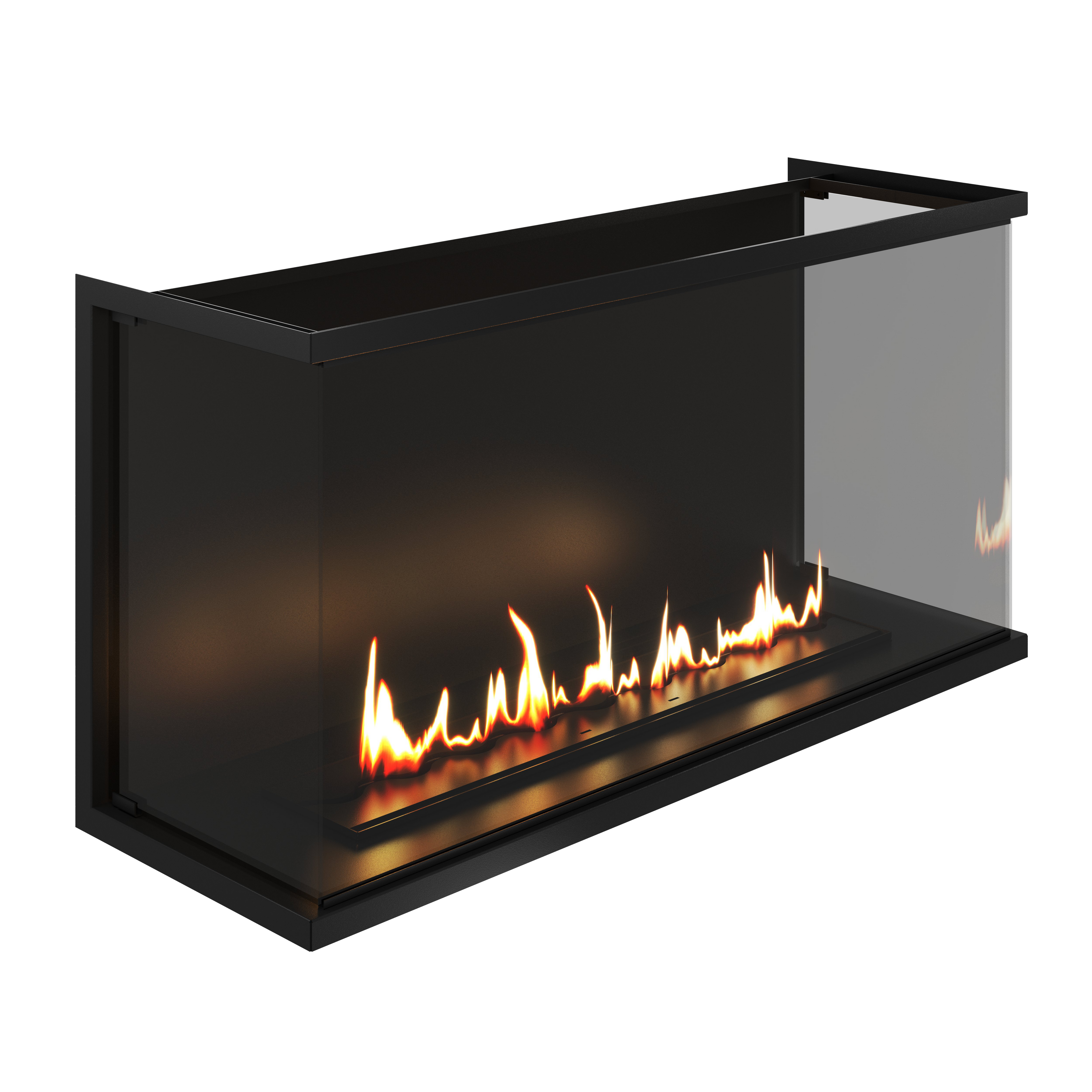Made Three-sided Built-in Fireplace Full Glass 120 cm