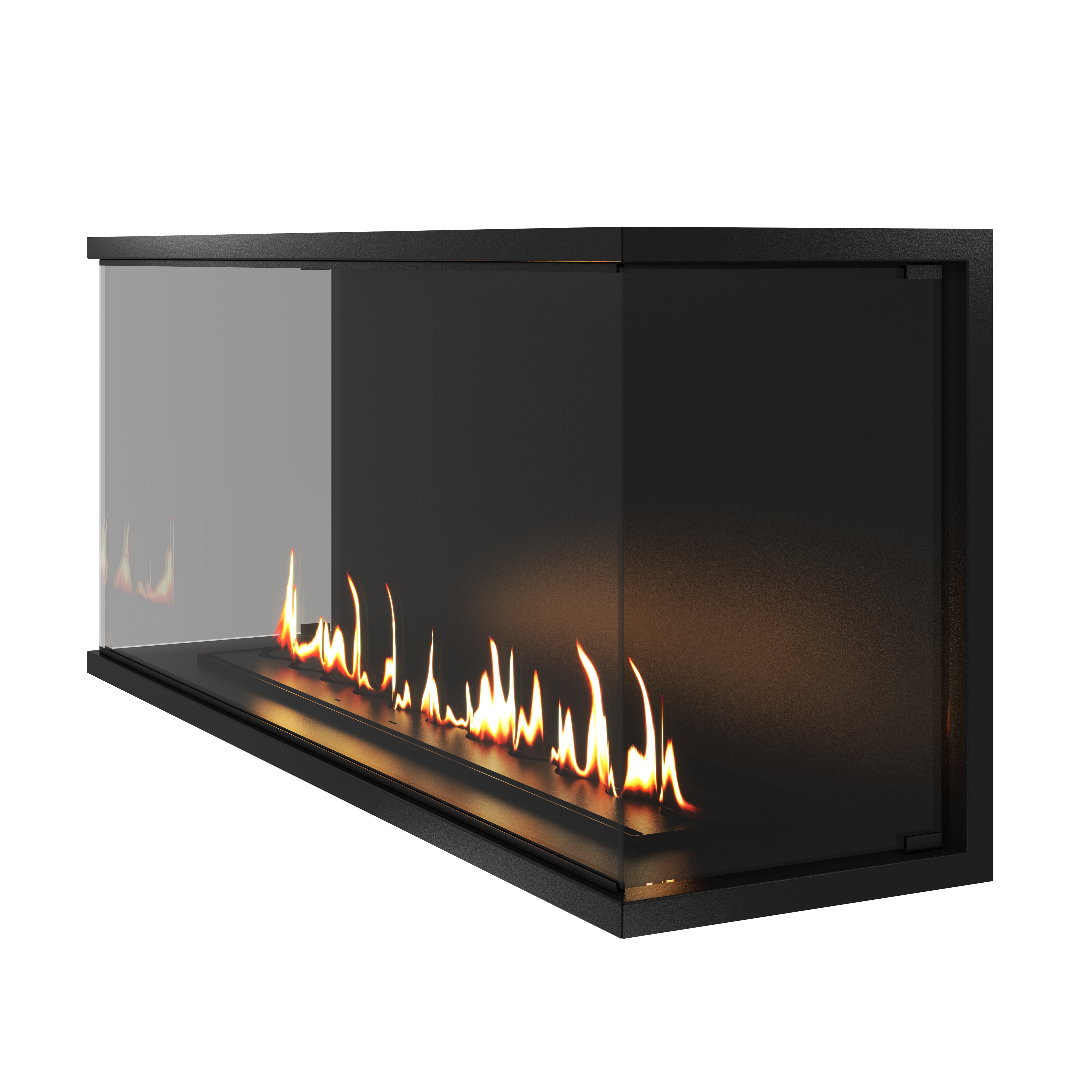 Made Three-sided Built-in Fireplace Full Glass 140 cm