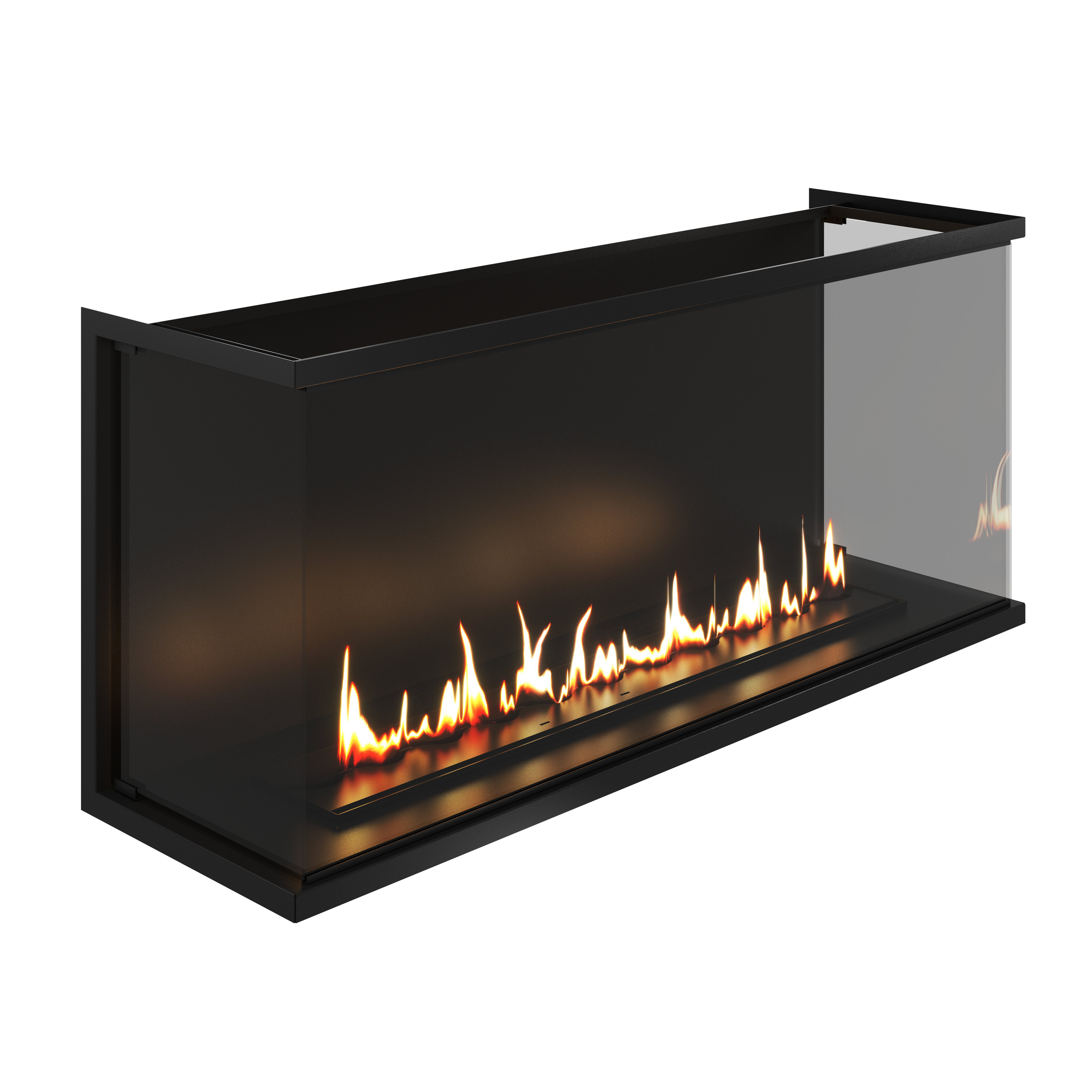 Made Three-sided Built-in Fireplace Full Glass 140 cm