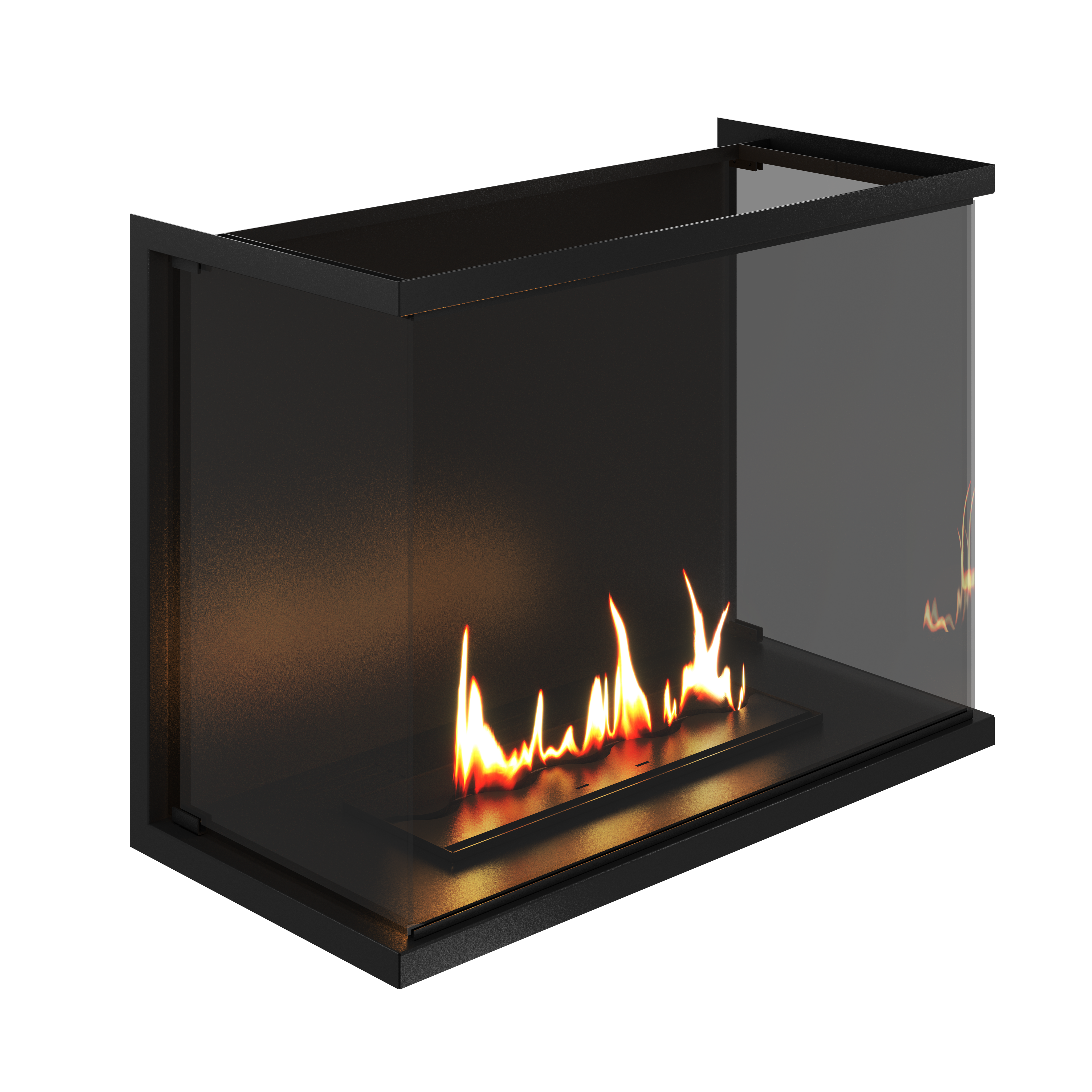 Made Three-sided Built-in Fireplace Full Glass 90 cm