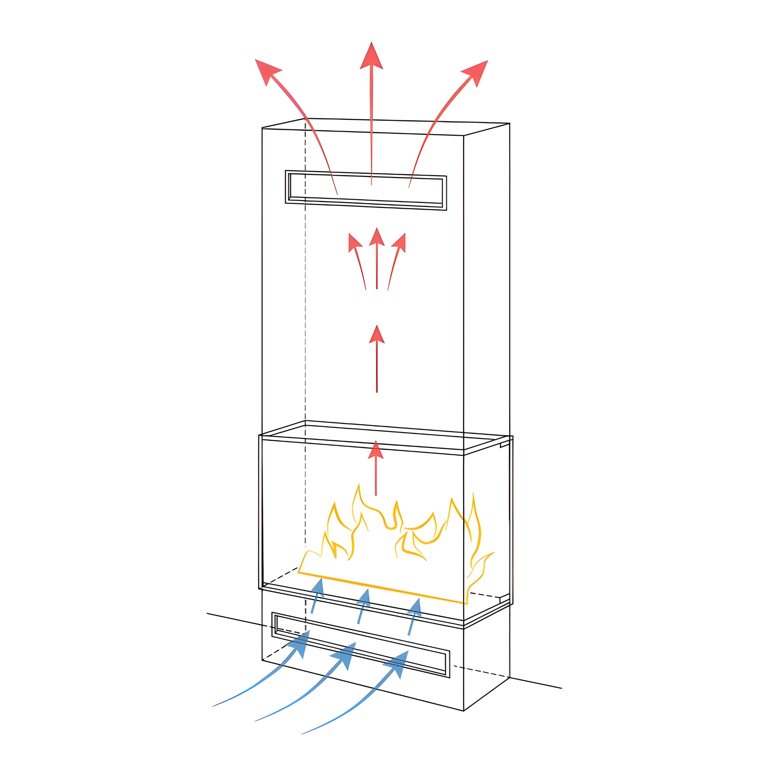 Made Three-sided Built-in Fireplace Full Glass 130 cm