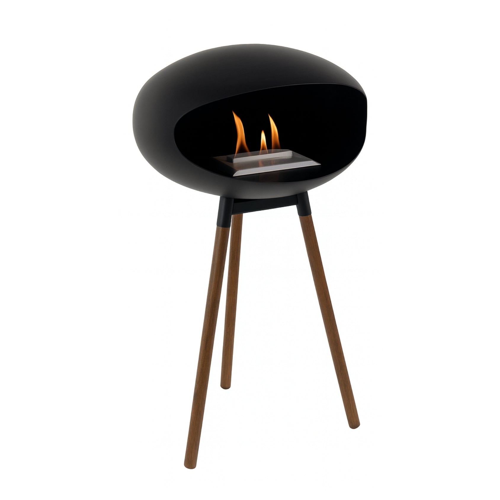 zijaanzicht bio ethanol haard walnoot hout