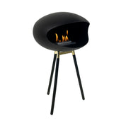 zijaanzicht bio ethanol haard met goud onderstel