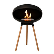 Vooraanzicht Bio ethanol Haard product foto licht houten poten