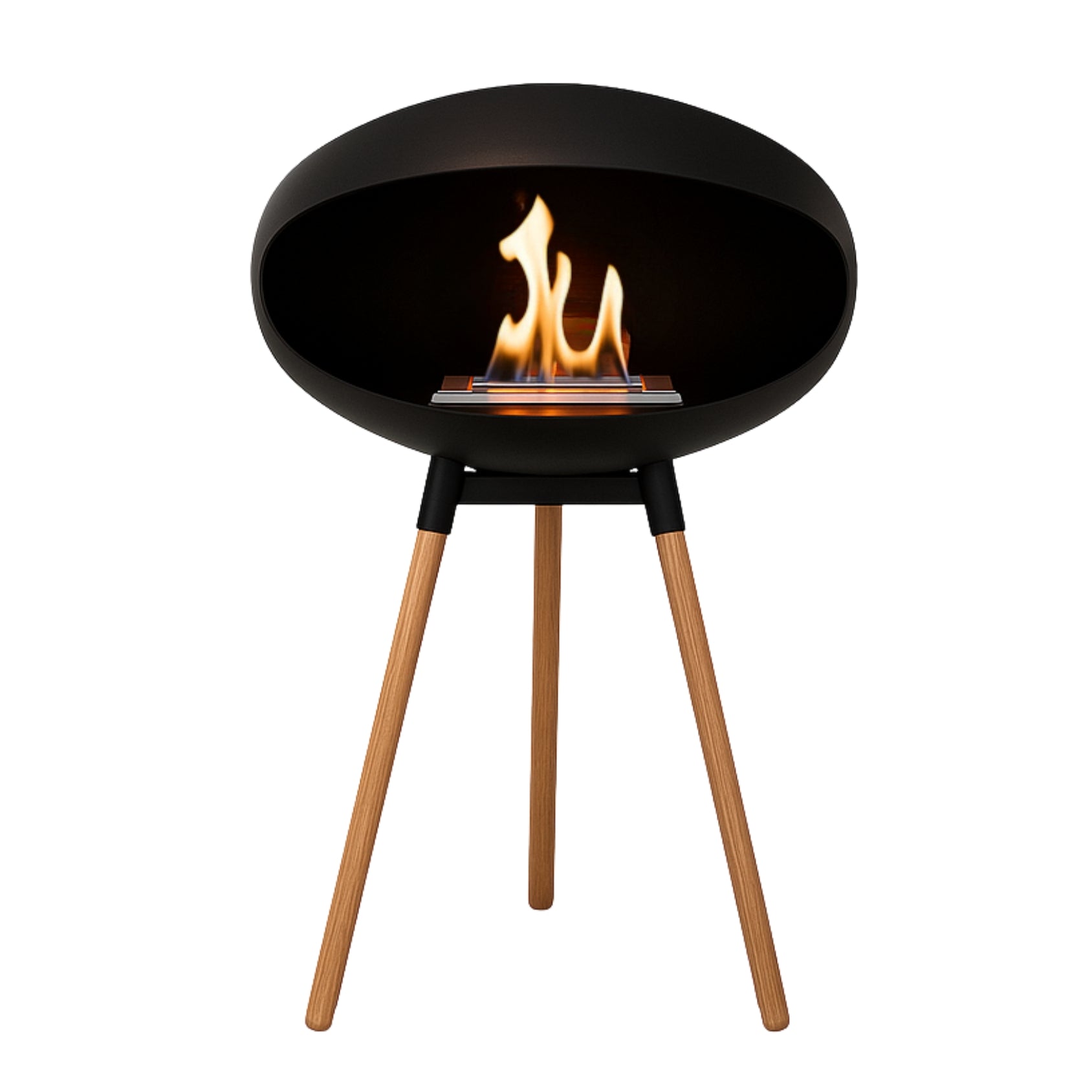 Vooraanzicht Bio ethanol Haard product foto licht houten poten