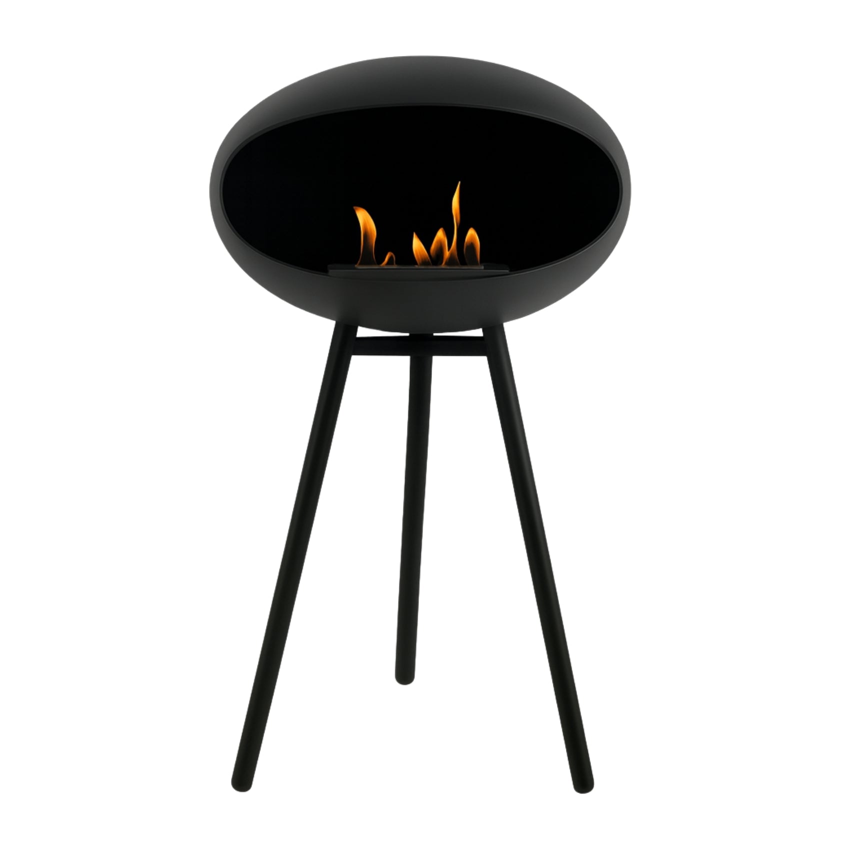 Product foto bio ethanol haard zwarte poten vooraanzicht