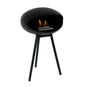 Zijaanzicht bio ethanol haarden zwart hout poten