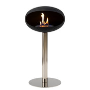 product foto bio ethanol haard zwarte met chrome poot vooraanzicht 