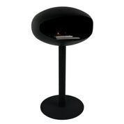 Zijaanzicht zwarte bio ethanol haard vrijstaand