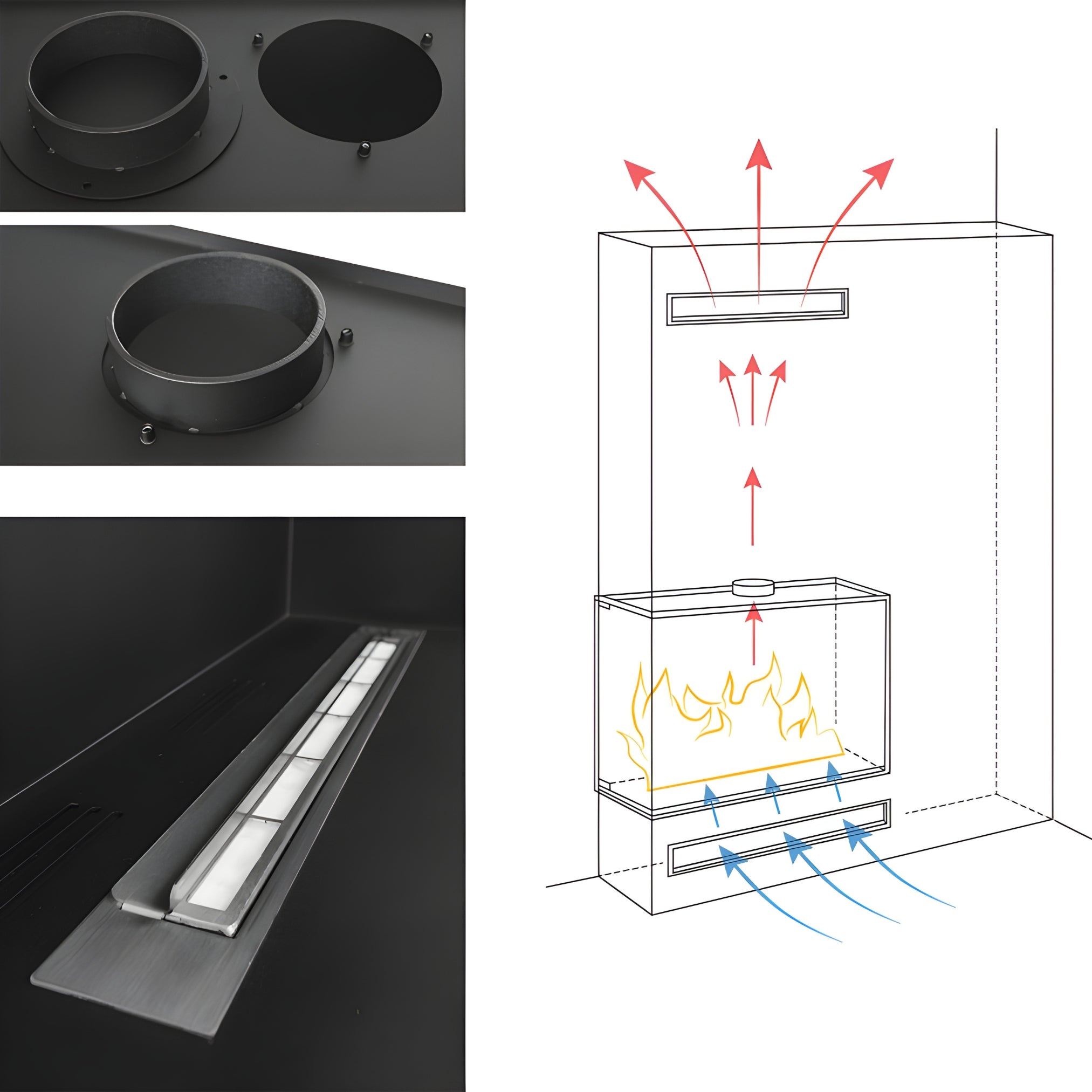 Bio Ethanol Inbouwhoekhaard Links 80 cm Wild Flame