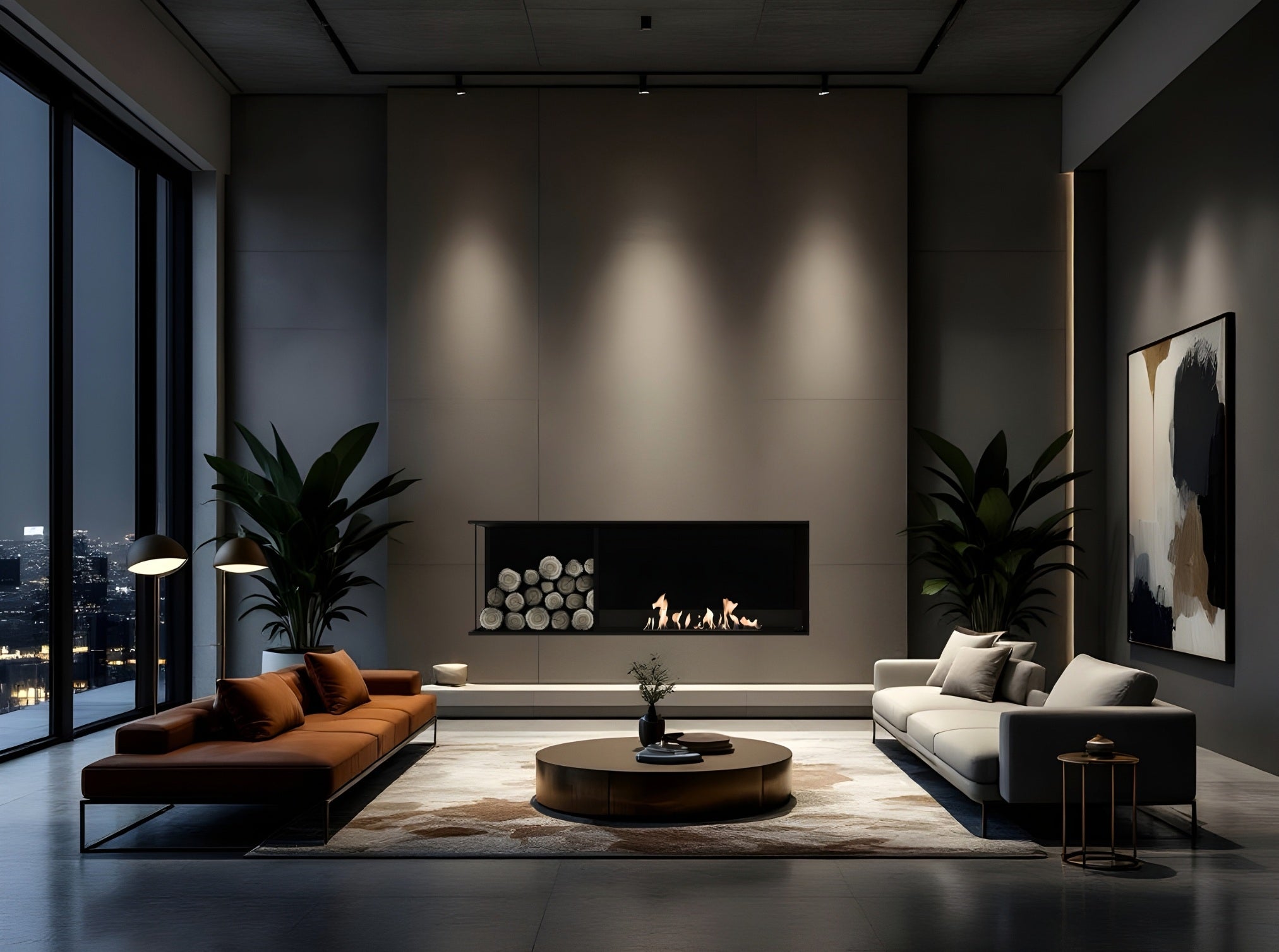 Main Deluxe Links Inbouwhaard 180 cm Wild Flame