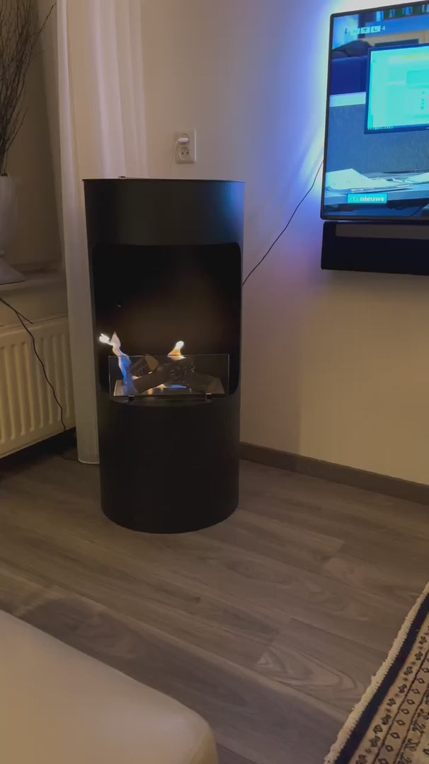 Lomanian zwart vrijstaande haard video